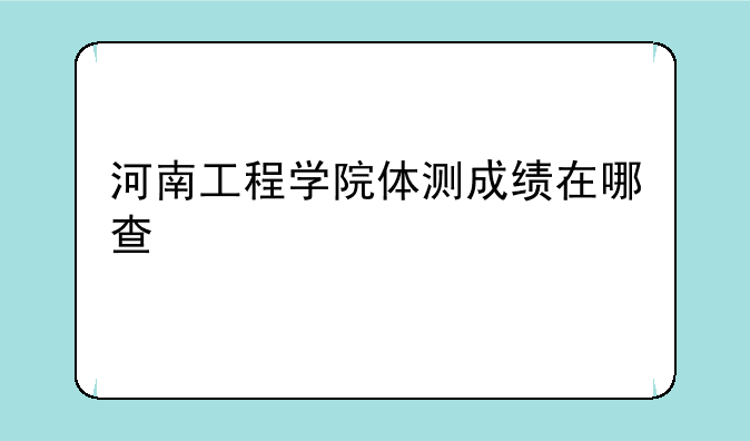 河南工程学院体测成绩在哪查