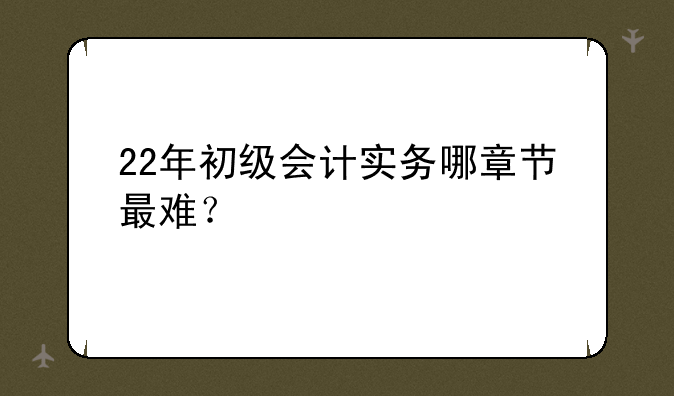 22年初级会计实务哪章节最难？