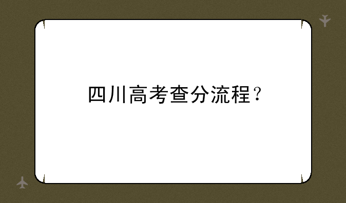 四川高考查分流程？