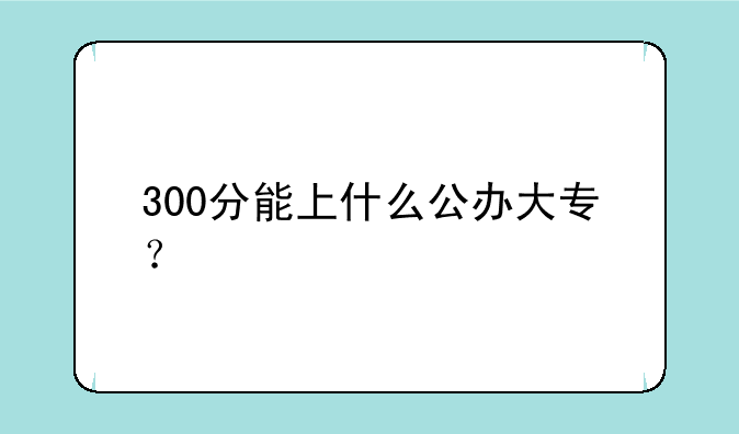 300分能上什么公办大专？