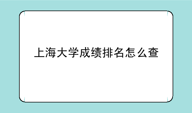 上海大学成绩排名怎么查