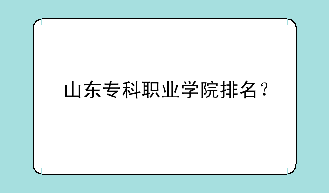 山东专科职业学院排名？