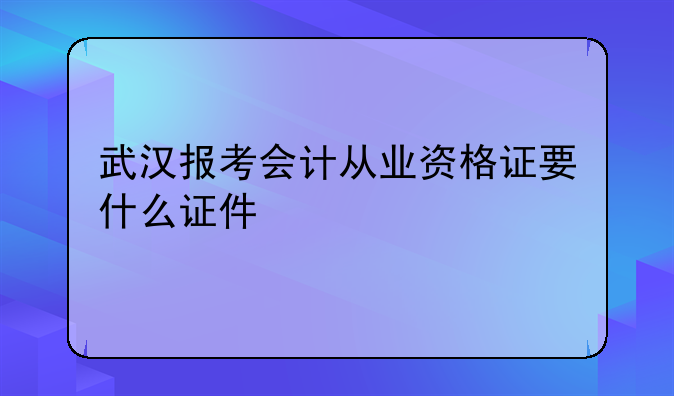 武汉报考会计从业资格证要什么证件