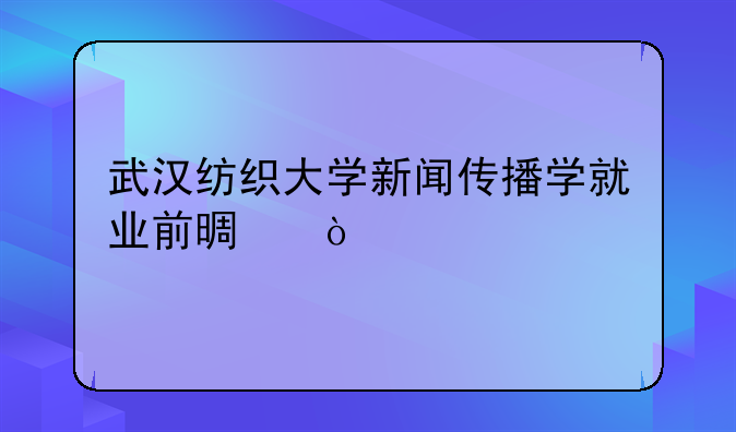 武汉纺织大学新闻传播学就业前景？