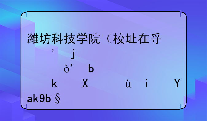 潍坊科技学院（校址在寿光的那个）是民办还是公办？