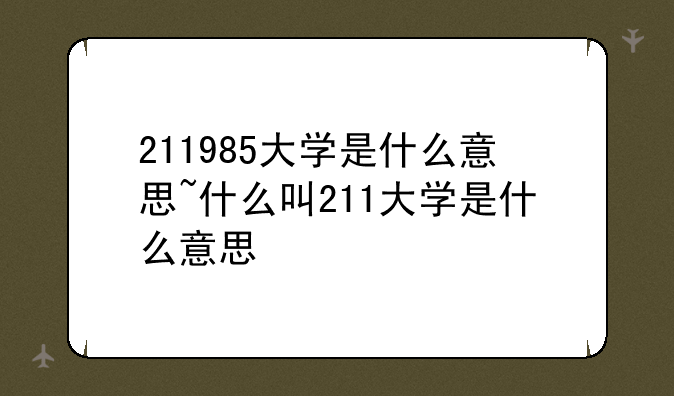 211985大学是什么意思~什么叫211大学是什么意思