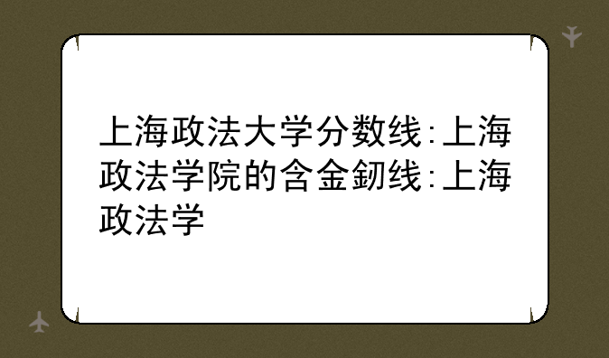 上海政法大学分数线:上海政法学院的含金量