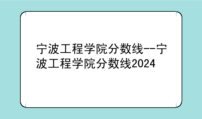 宁波工程学院分数线--宁波工程学院分数线2024